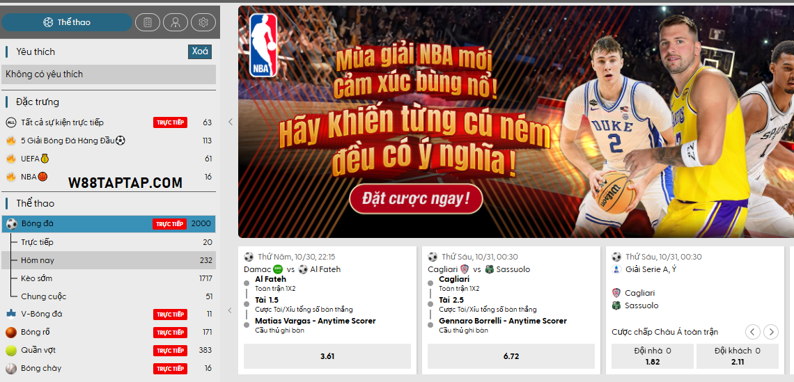 Kèo cược tại sảnh thể thao W88 BTI Kèo cược tại sảnh thể thao W88 BTI