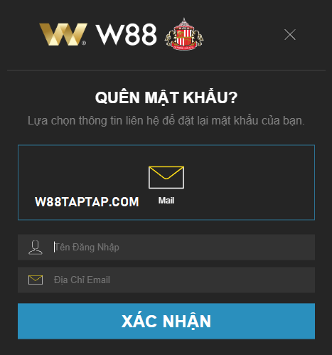 Nhập thông tin quên mật khẩu W88 Nhập thông tin quên mật khẩu W88