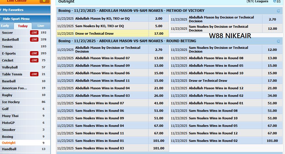 Đặt cược boxing W88 Đặt cược boxing W88